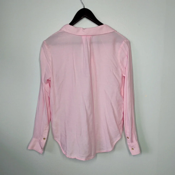Lilly Pulitzer Pastel Pink Long Sleeve Lightweight Popover Collared Blouse XS - Picture 4 of 15
